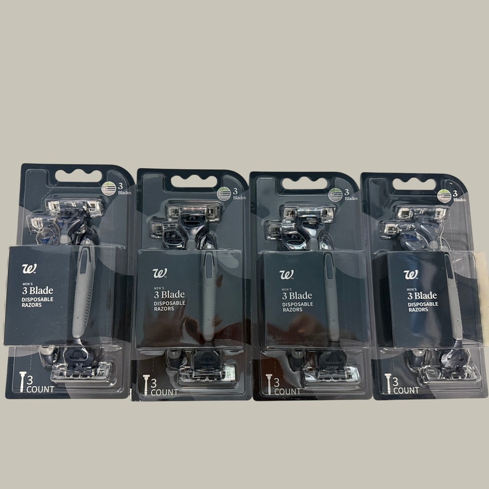 Walgreens Men's 3 Blade Disposable Razors 3 Count 4 Pack Lot 12 Total Razors